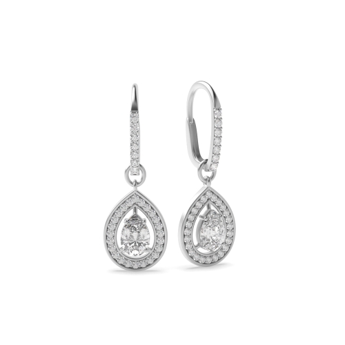 Prong Pear halo Drop Earrings