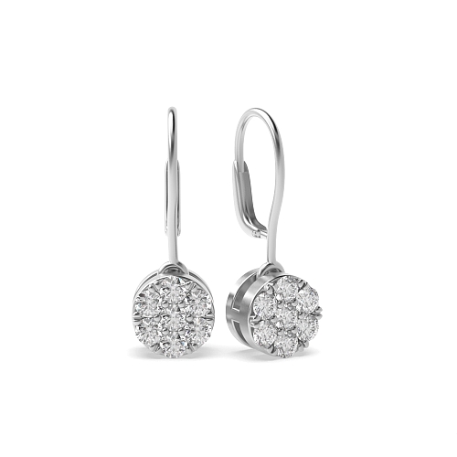 Pave Setting Round cluster Drop Diamond Earrings