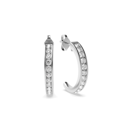 Classic Must Have Channel Setting Round Diamond Open Hoop Earrings (15.7mm)
