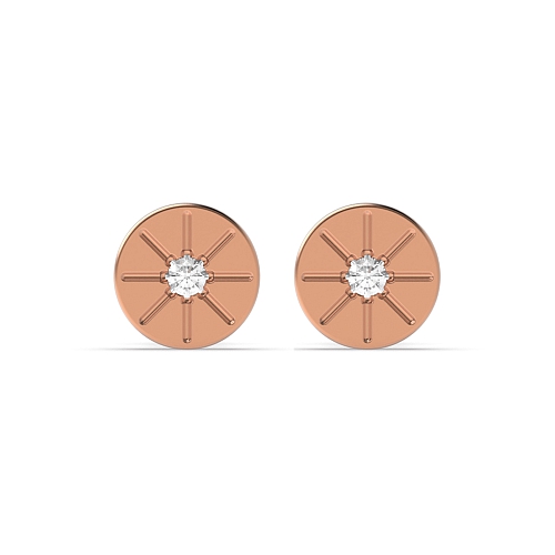 Flush Setting Round Rose Gold Stud Earrings