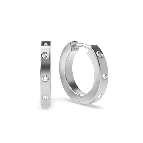 Flush Setting Round Petit Diamond Earrings