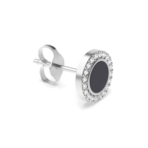 Diamonds With Black Onyx in Centre Mens Diamond Earrings (8.50mm)