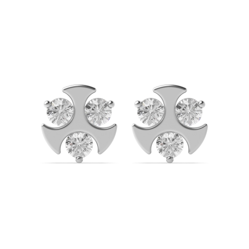 4 Prong Round Designer Earrings