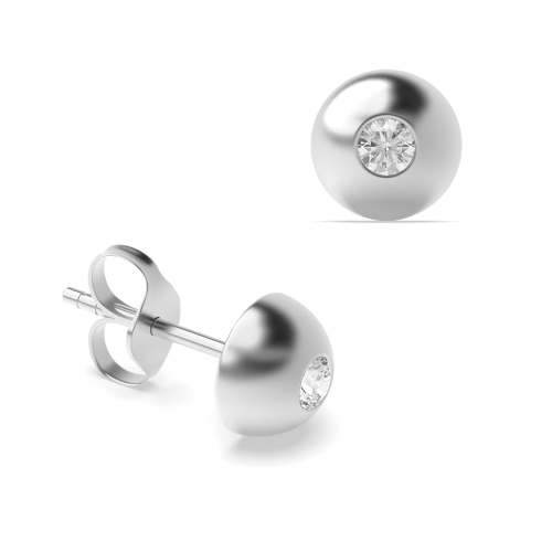 Flush Setting Round Platinum Heartorbit Stud Diamond Earrings