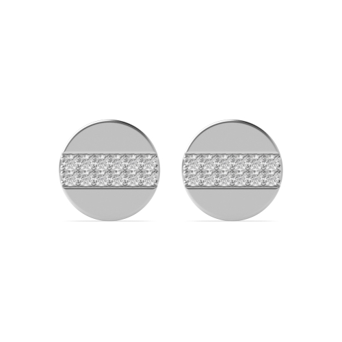 Pave Setting Round 2 line of cluster round disc Diamond Earrings