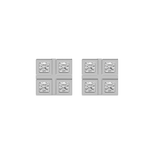 Flush Setting Princess Stud Earrings