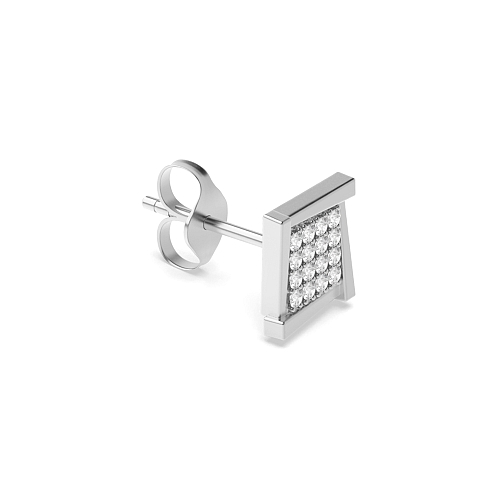 Pave Setting Round Square shaped designer Single Diamond Earring