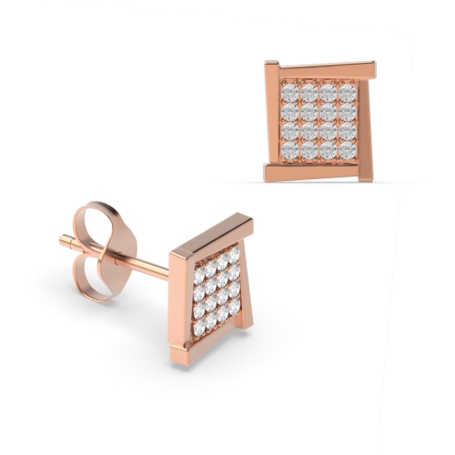 Designer Pave Set Cluster Diamond in Square Shape Mens Earrings (6.70mm X 6.20mm)