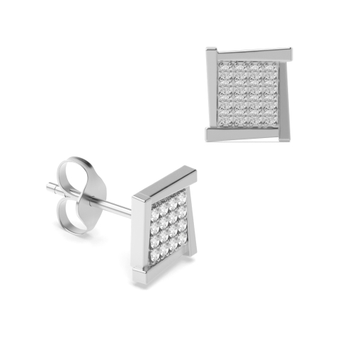 Pave Setting Round Square shaped designer Diamond Earrings