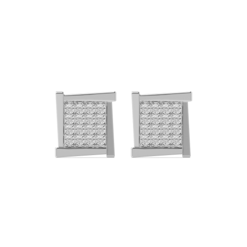 Pave Setting Round Square shaped designer Diamond Earrings