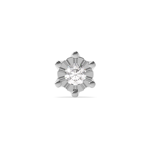Flush Setting Round Illusion set Single Diamond Earring