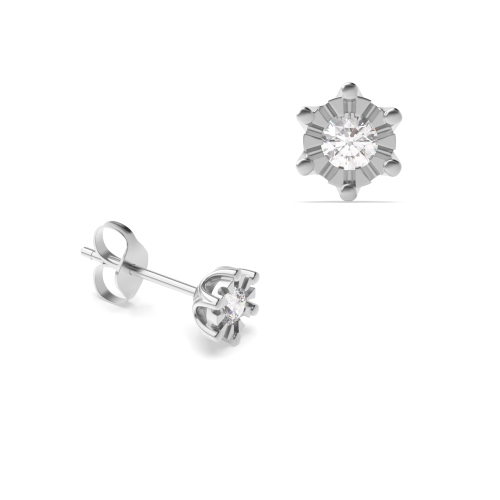 Illusion Set Six Claw Lab Grown Diamond Stud Earrings for Mens and Women (3.50mm X 3.10mm)