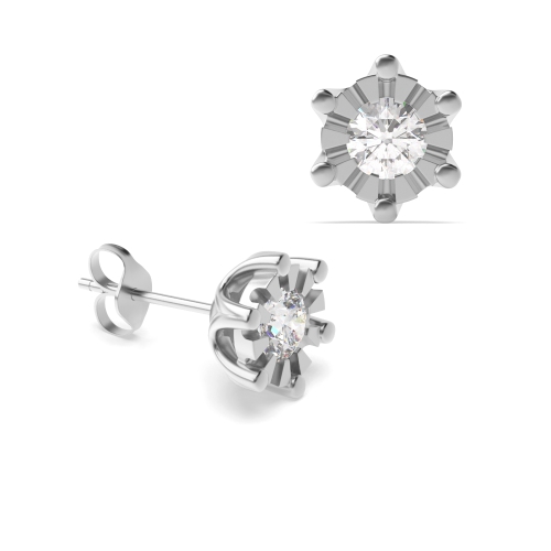 Illusion Set Six Claw Diamond Stud Earrings for Mens and Women (3.50mm X 3.10mm)