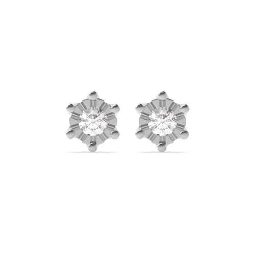Flush Setting Round Illusion set Naturally Mined Diamond Earrings