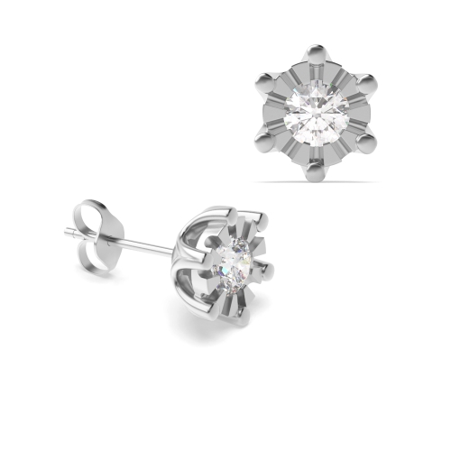 Flush Setting Round Illusion set Diamond Earrings