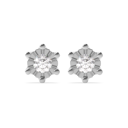 Flush Setting Round Illusion set Diamond Earrings