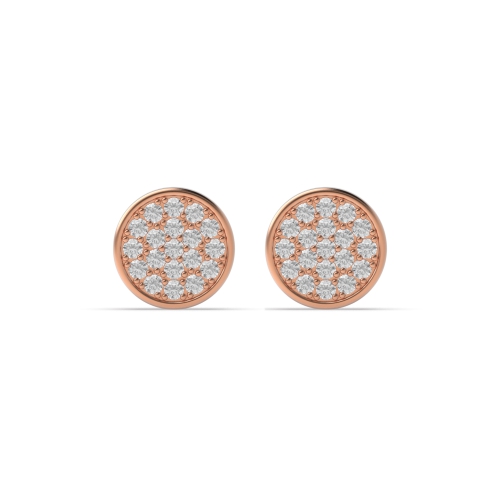 Pave Setting Round Rose Gold Cluster Earrings
