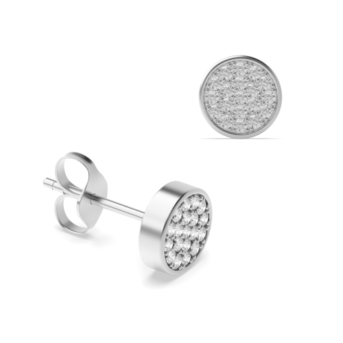 Pave Setting Round disc Diamond Earrings