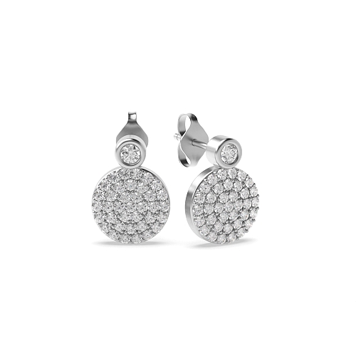 Pave Setting Round Circle disc Lab Grown Diamond Earrings