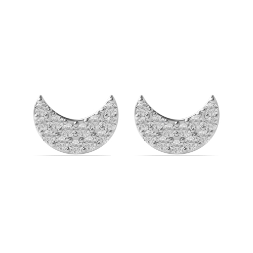 Pave Setting Round Platinum Cluster Earrings