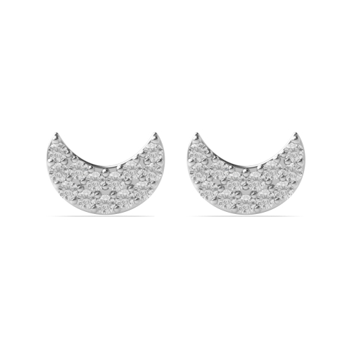 Pave Setting Round Half moon Diamond Earrings