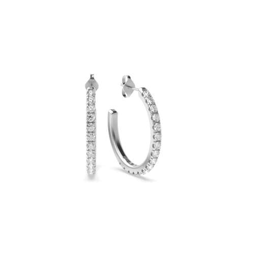 Delicate Prong Setting Open End Diamond Hoop Earrings (14.00mm X 15.00mm)
