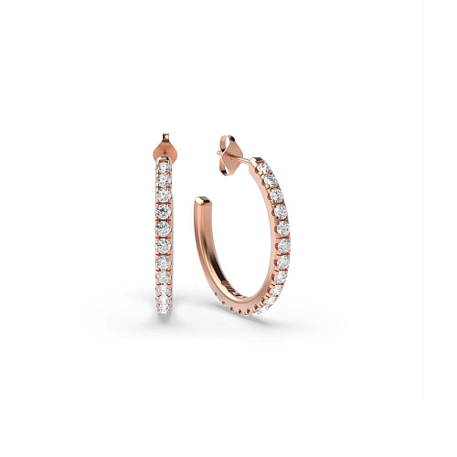 4 Prong Round Rose Gold Delicate open end Diamond Earrings