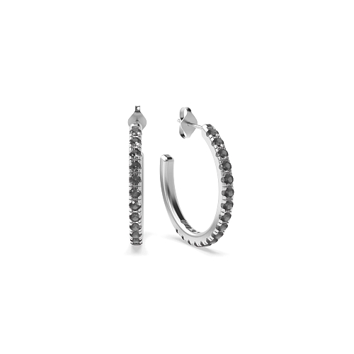 4 Prong Round Delicate open end Black Diamond Earrings