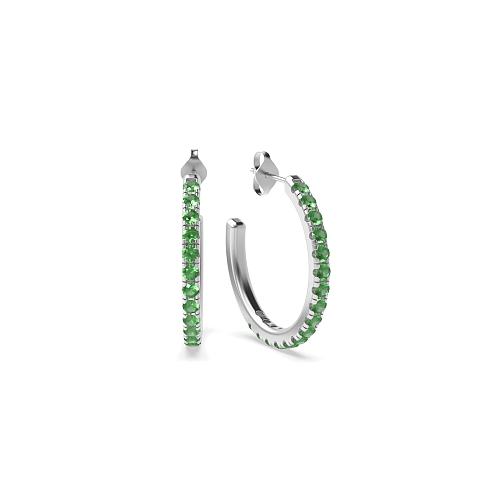 4 Prong Round Delicate open end Emerald Diamond Earrings