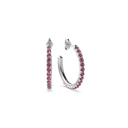 4 Prong Round Delicate open end Ruby Diamond Earrings