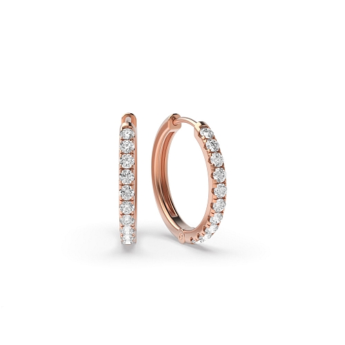 4 Prong Round Rose Gold Delicate clip on Hoop Diamond Earrings