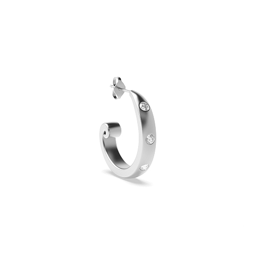 Flush Setting Round Open end Single Diamond Earring