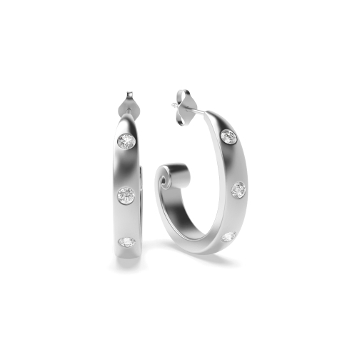 Flush set round shape diamond hoop earrings (11.30mm X 11.30mm)