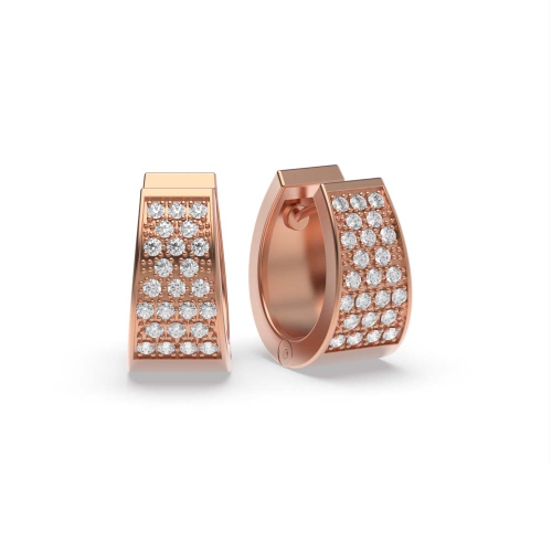 Pave Setting Round Rose Gold Cluster Diamond Earrings