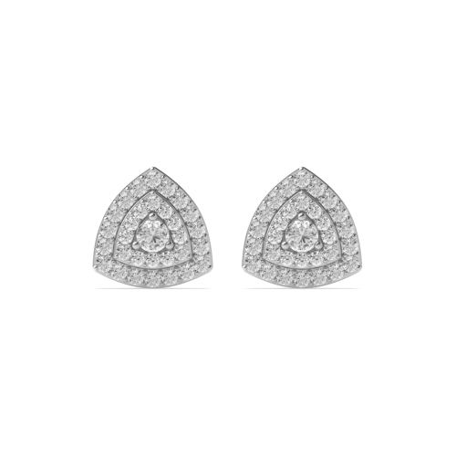 Pave Setting Round Trillion Cluster Earrings