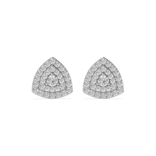 Pave Setting Round Trillion Lab Grown Diamond Earrings