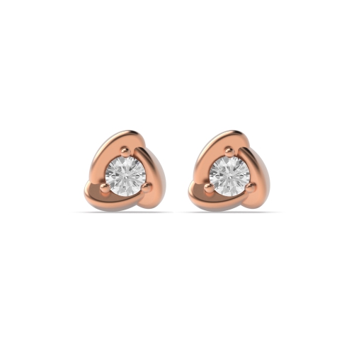 3 Prong Round Rose Gold Trinity shaped swirl Diamond Earrings