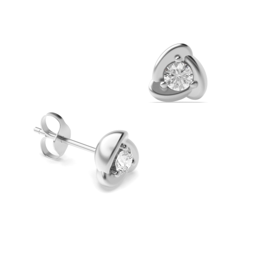 3 Prong Round Trinity shaped swirl Stud Diamond Earrings