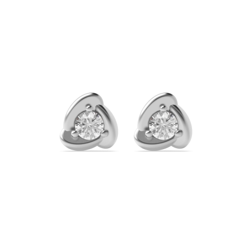 3 Prong Round Trinity shaped swirl Stud Diamond Earrings
