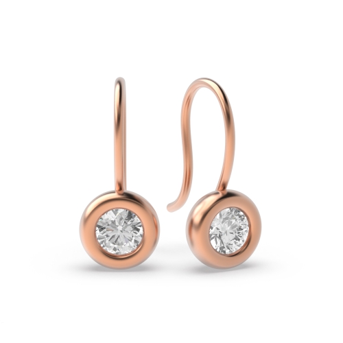 Bezel Setting Round Rose Gold Dualluster Diamond Earrings