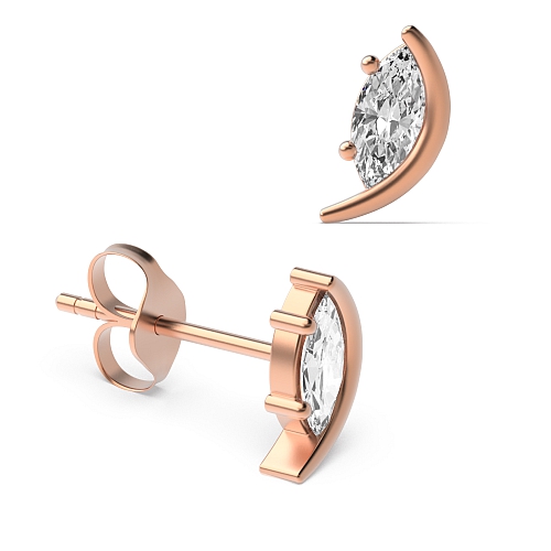 4 Prong Marquise Rose Gold Moon Diamond Earrings