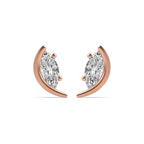 4 Prong Marquise Rose Gold Moon Diamond Earrings