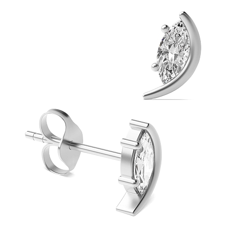 4 Prong Marquise Moon Stud Earrings