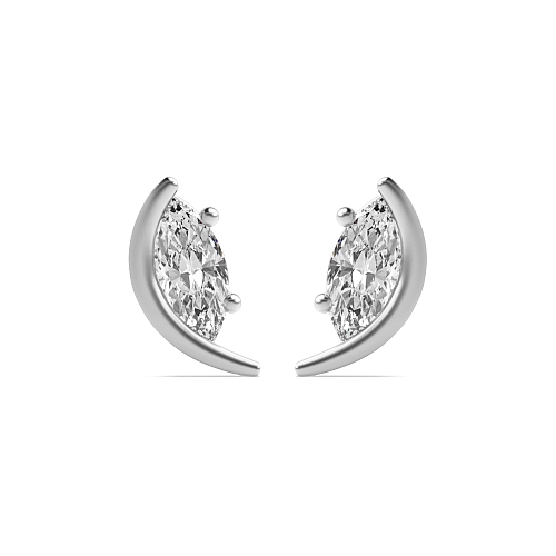 4 Prong Marquise Moon Stud Earrings