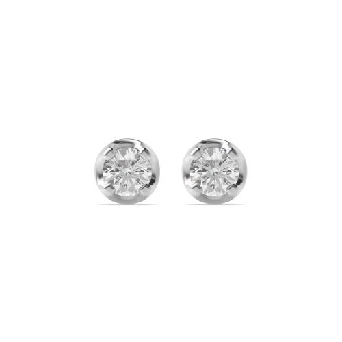 4 Prong Round White Gold Chunky Stud Diamond Earrings
