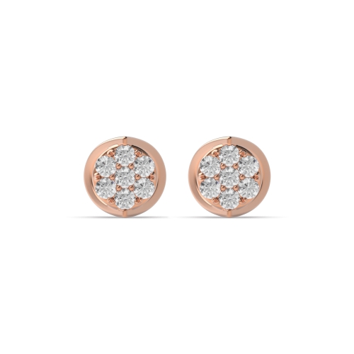Pave Setting Round Rose Gold Unique cluster Diamond Earrings