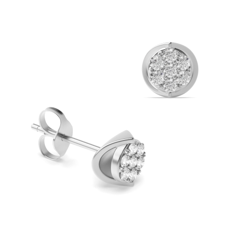 Pave Setting Round Unique cluster Stud Diamond Earrings