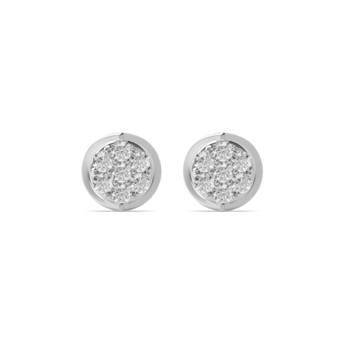 Pave Setting Round Unique cluster Stud Diamond Earrings