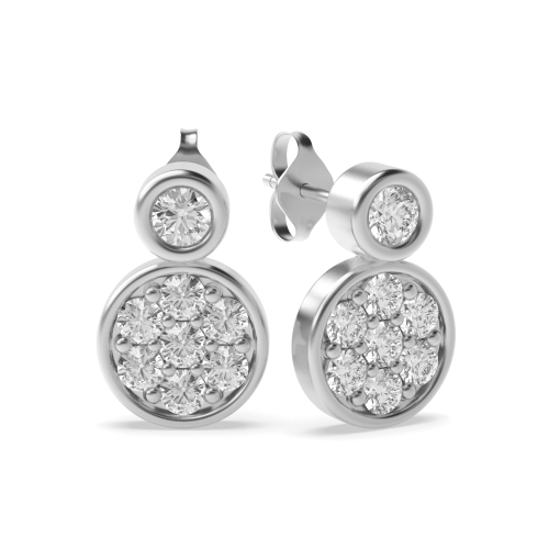 Pave Setting Round Silver Stylish Designer Diamond Earrings