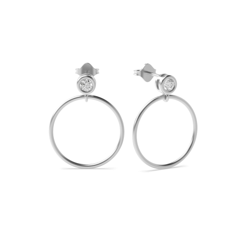 Bezel Setting Round Thin Lab Grown Diamond Earrings